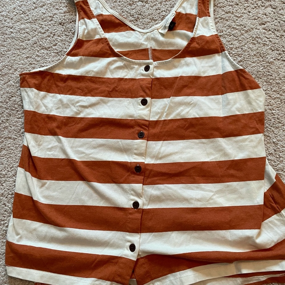 Universal threads- striped comfy cotton tank- large button up- NWOT